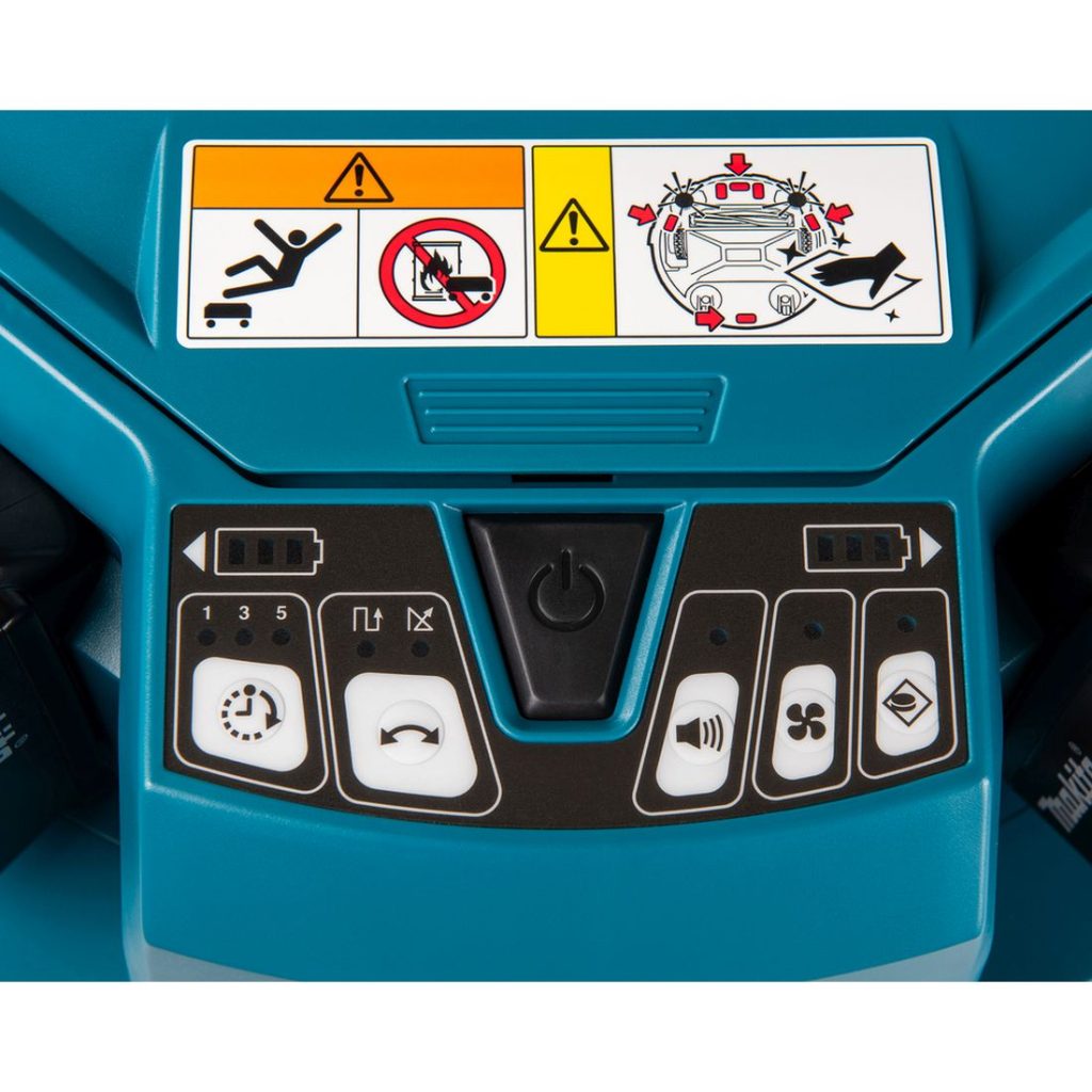 MAKITA Robotti-imuri LXT. Lähikuvassa Robotti-imuri LXT:n käyttökytkimistä.