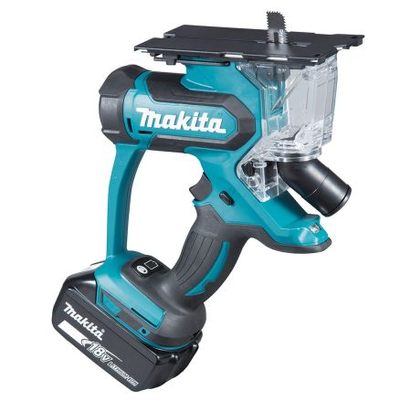 MAKITA Kipsilevysaha LXT. Kuvassa Kipsilevysaha LXT vasemmalta takayläviistosta.