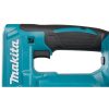 MAKITA Nitoja LXT. Lähikuvassa Nitoja LXT:n kumipintainen kädensija vasemmalta sivustapäin.