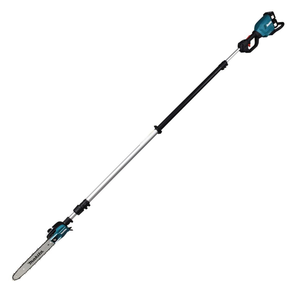 MAKITA Ketjusaha LXT. Kuvassa Ketjusaha LXT oikealta etuyläviistosta.
