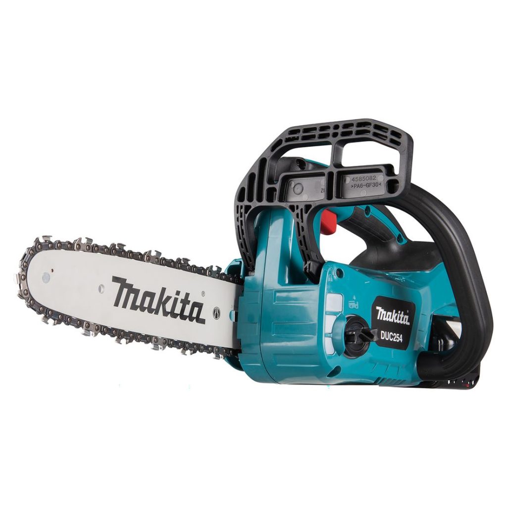 MAKITA Ketjusaha LXT. Kuvassa Ketjusaha LXT oikealta etuviistosta.