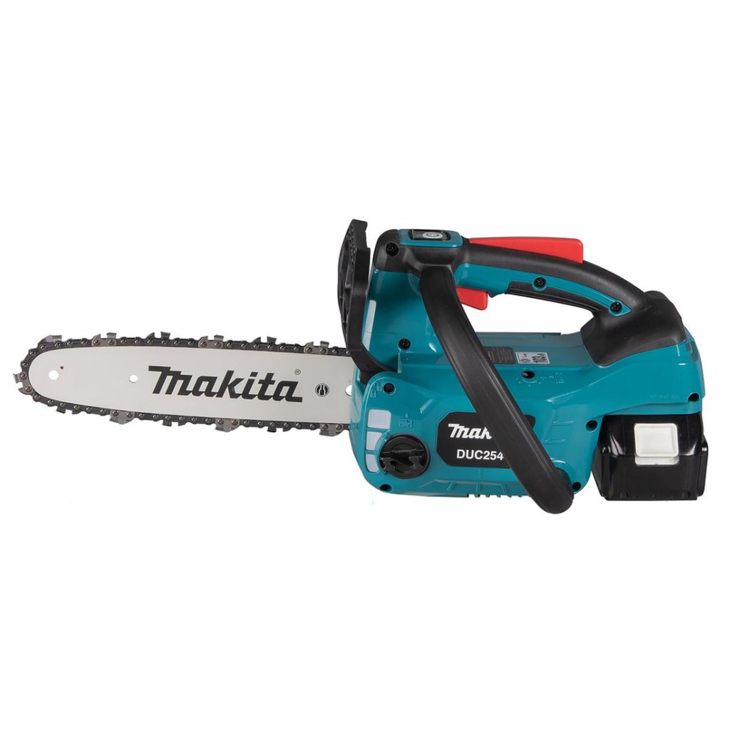 MAKITA Ketjusaha LXT. Kuvassa Ketjusaha LXT vasemmalta sivustapäin.