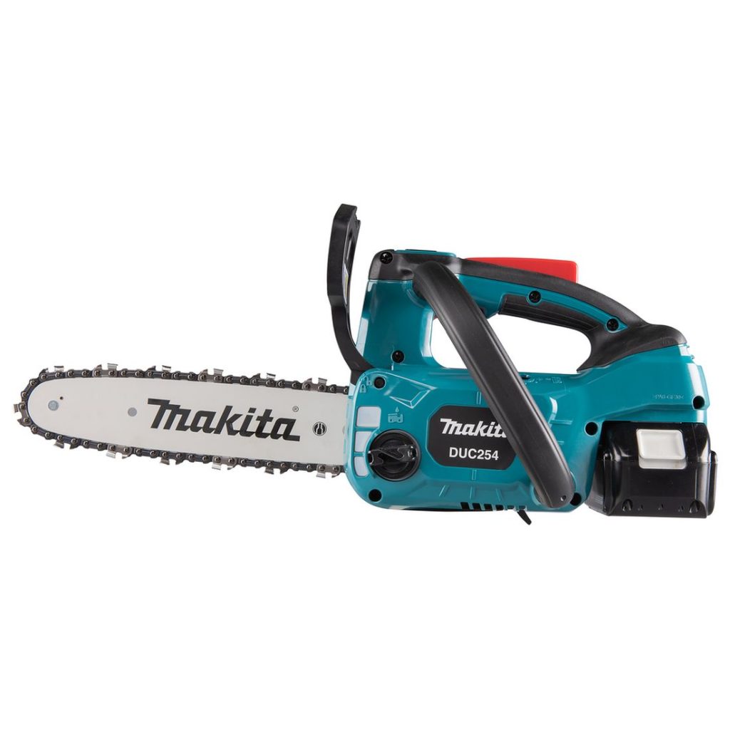 MAKITA Ketjusaha LXT. Kuvassa Ketjusaha LXT vasemmalta sivustapäin.