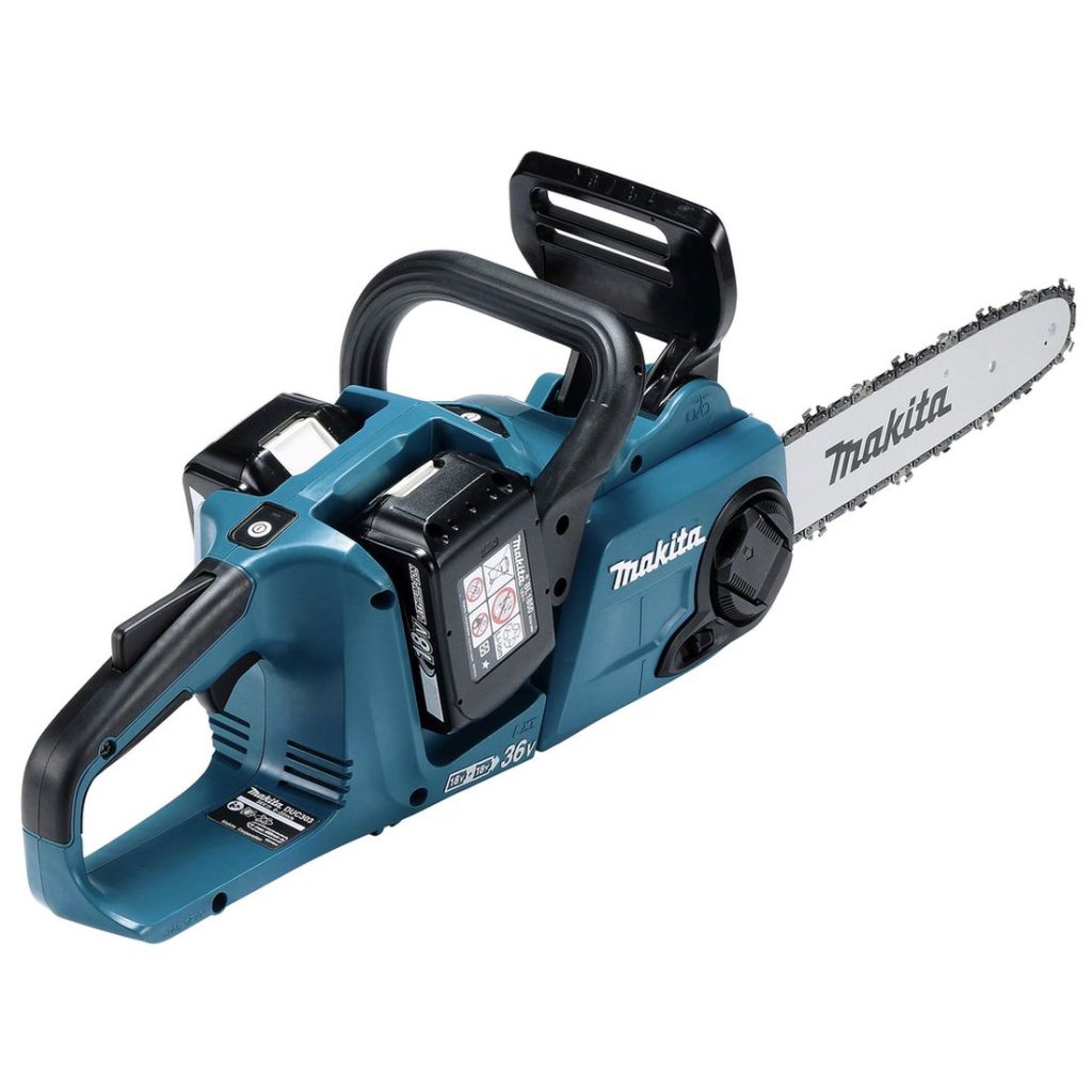 MAKITA Ketjusaha LXT. Kuvassa Ketjusaha LXT oikealta takayläviistosta.