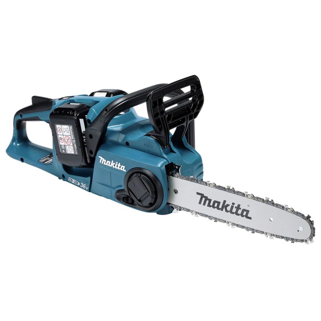 MAKITA Ketjusaha LXT. Kuvassa Ketjusaha LXT vasemmalta etuyläviistosta.