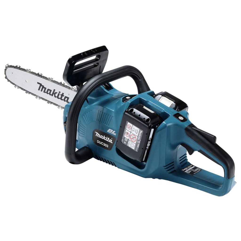 MAKITA Ketjusaha LXT. Kuvassa Ketjusaha LXT vasemmalta takayläviistosta.