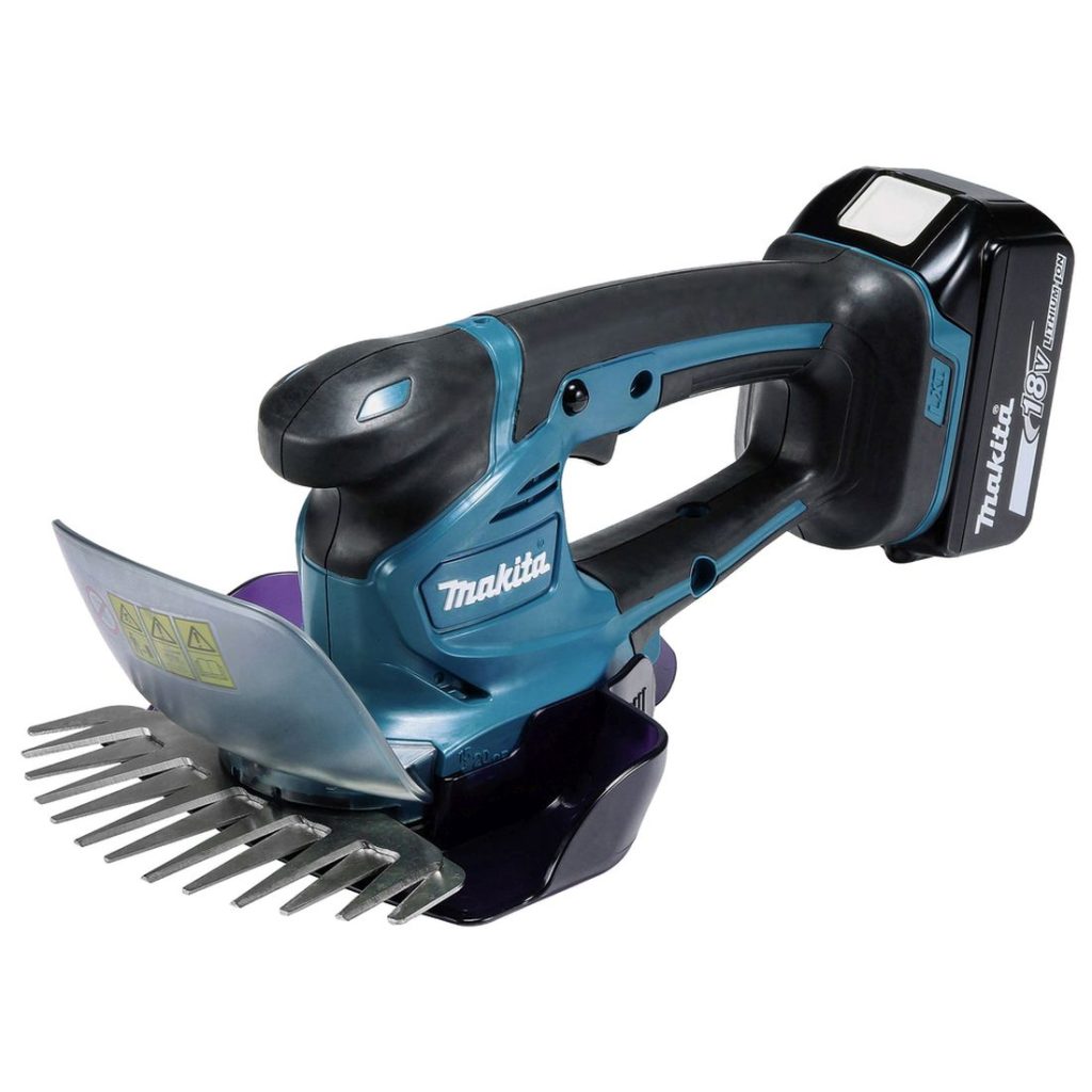 MAKITA Nurmikon viimeistelijä LXT. Kuvassa Nurmikon viimeistelijä LXT oikealta etuyläviistosta.