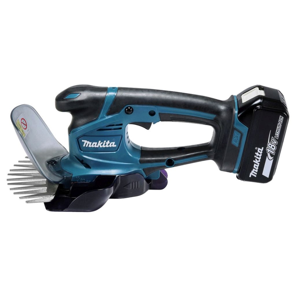 MAKITA Nurmikon viimeistelijä LXT. Kuvassa Nurmikon viimeistelijä LXT vasemmalta sivustapäin.