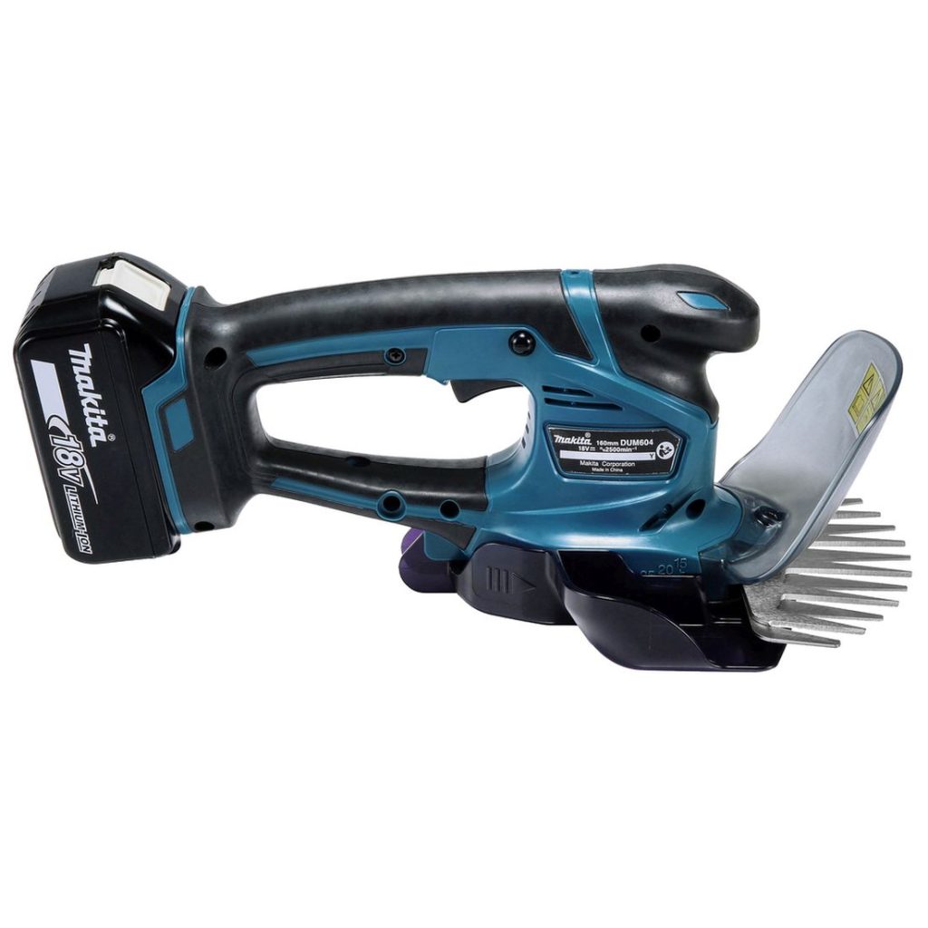 MAKITA Nurmikon viimeistelijä LXT. Kuvassa Nurmikon viimeistelijä LXT oikealta sivustapäin.