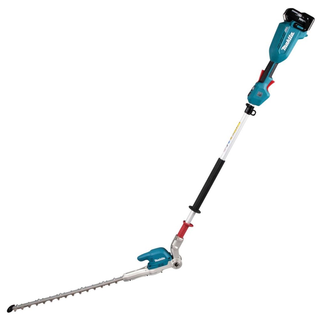 MAKITA Pensasleikkuri LXT. Kuvassa Pensasleikkuri LXT vasemmalta sivustapäin.