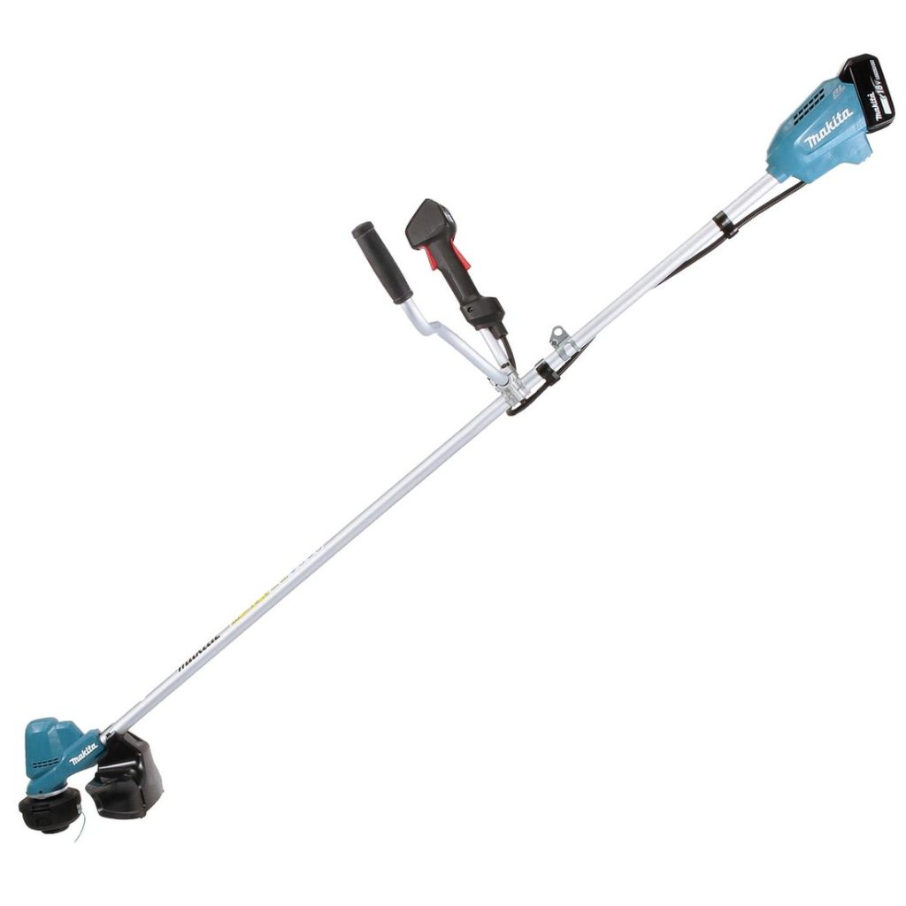 MAKITA Ruohotrimmeri LXT. Kuvassa Ruohotrimmeri LXT vasemmalta sivustapäin.