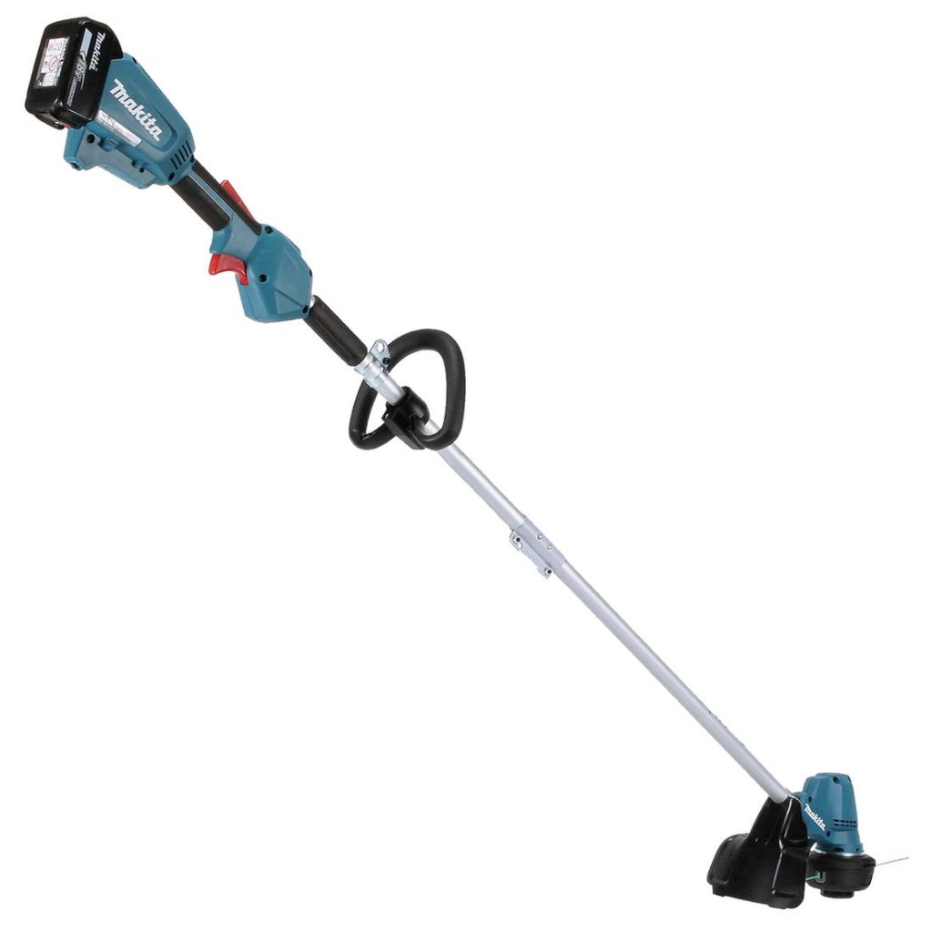 MAKITA Ruohotrimmeri LXT. Kuvassa Ruohotrimmeri LXT oikealta takayläviistosta.