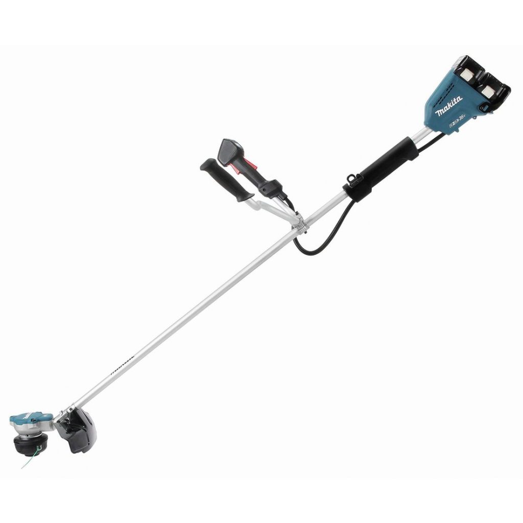 MAKITA Ruohoraivuri LXT. Kuvassa Ruohoraivuri LXT vasemmalta sivustapäin.