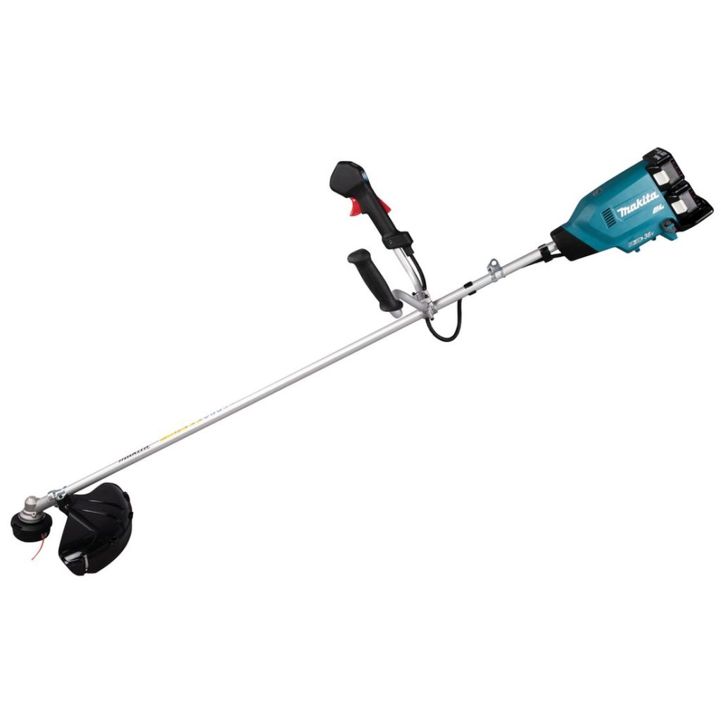 MAKITA Ruohoraivuri LXT. Kuvassa Ruohoraivuri LXT vasemmalta sivustapäin.