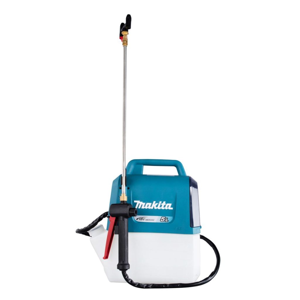 MAKITA Puutarharuisku LXT. Kuvassa Puutarharuisku LXT vasemmalta sivustapäin.