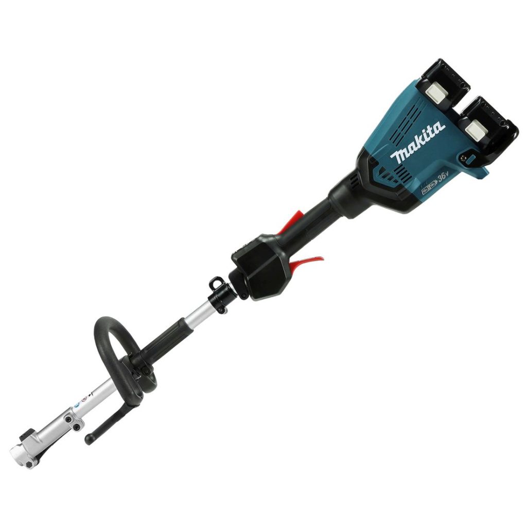 MAKITA Puutarhan monitoimikone LXT. Kuvassa Puutarhan monitoimikone LXT vasemmalta sivustapäin.
