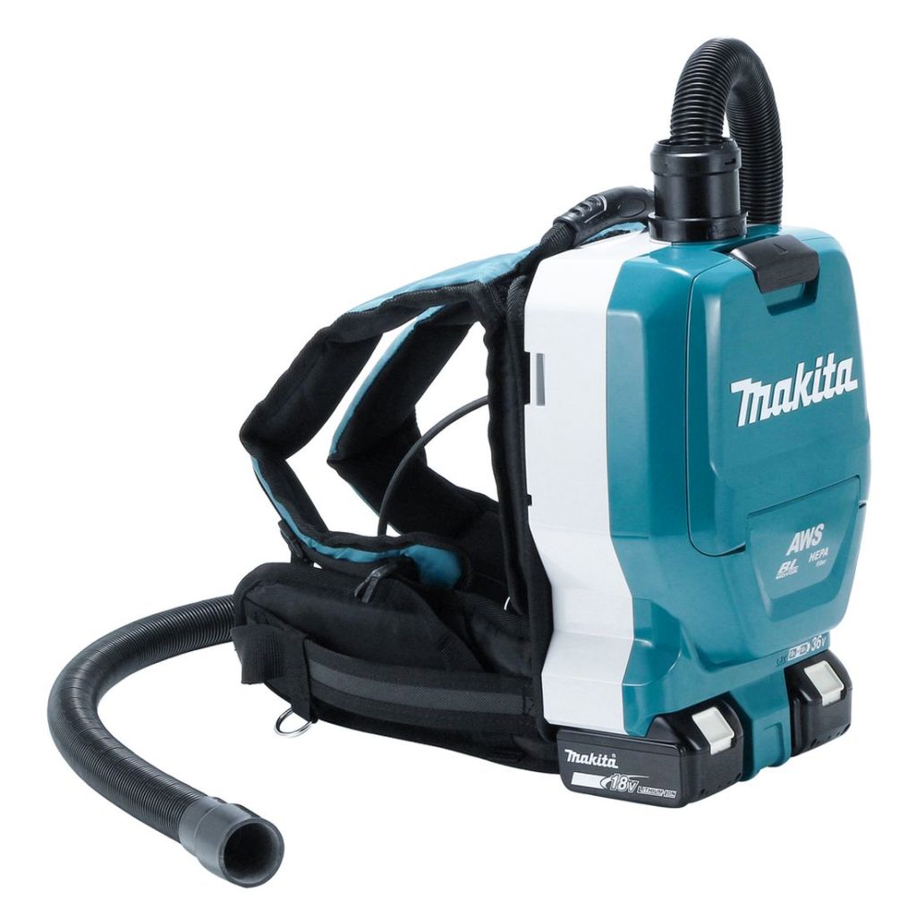 MAKITA Reppuimuri LXT. Kuvassa Reppuimuri LXT vasemmalta etuyläviistosta.