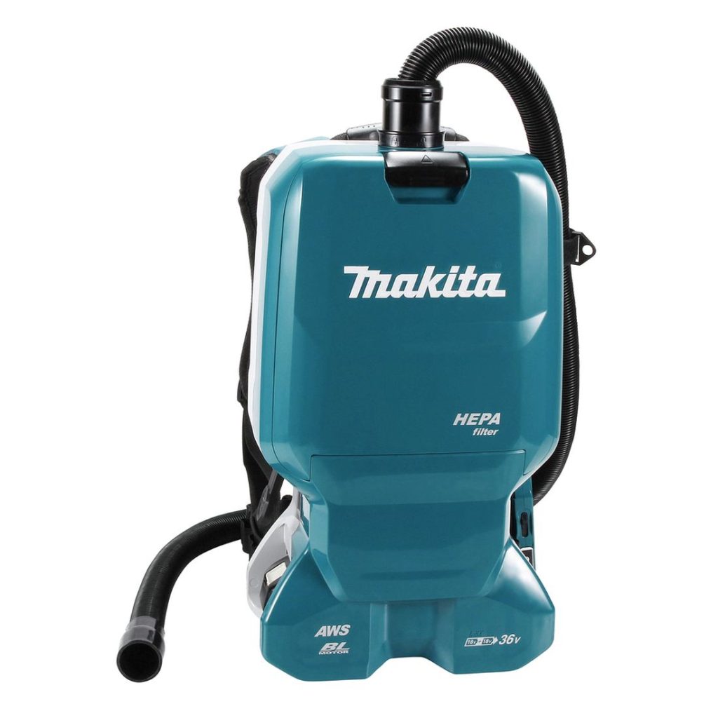 MAKITA Reppuimuri LXT. Kuvassa Reppuimuri LXT edestäpäin.