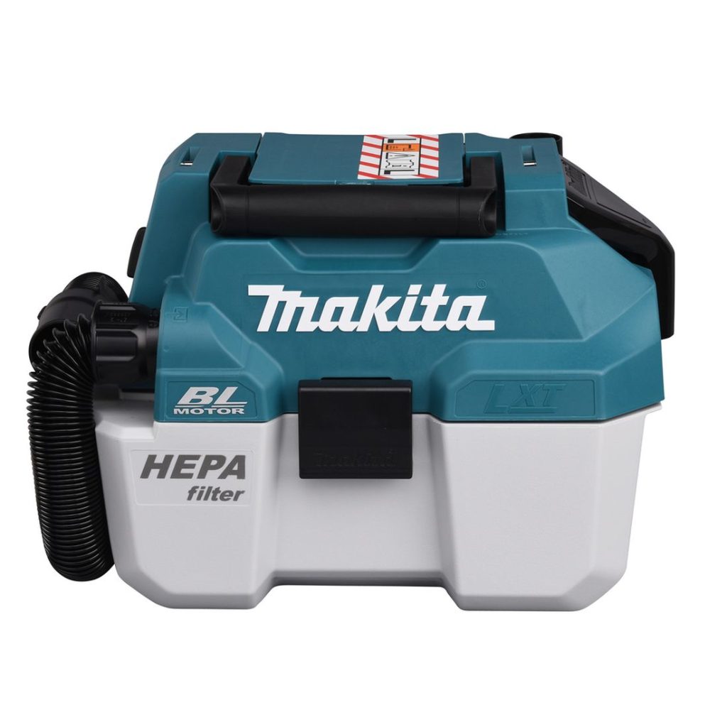 MAKITA Kuivaimuri LXT. Kuvassa Kuivaimuri LXT vasemmalta sivustapäin.