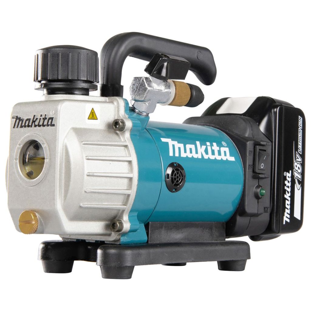 MAKITA Tyhjiöpumppu LXT. Kuvassa Tyhjiöpumppu LXT oikealta etuviistosta.