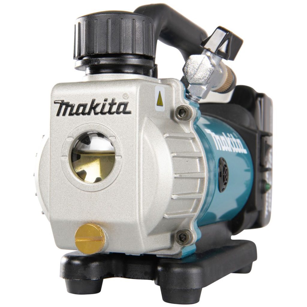 MAKITA Tyhjiöpumppu LXT. Kuvassa Tyhjiöpumppu LXT oikealta etuviistosta.