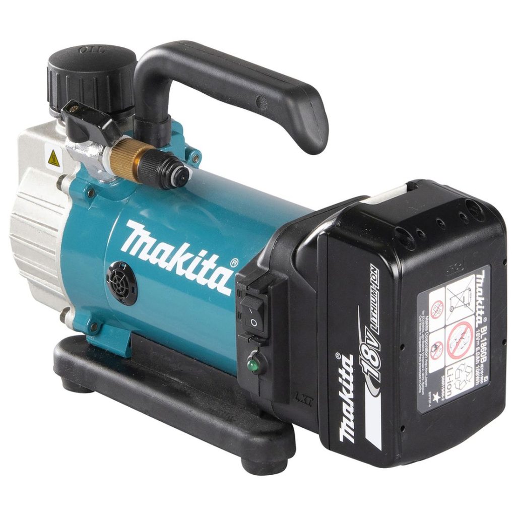 MAKITA Tyhjiöpumppu LXT. Kuvassa Tyhjiöpumppu LXT vasemmalta takayläviistosta.