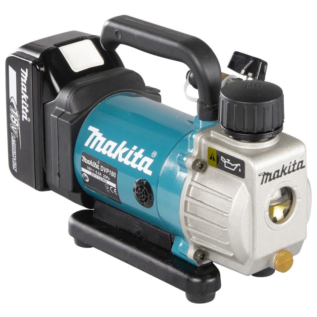 MAKITA Tyhjiöpumppu LXT. Kuvassa Tyhjiöpumppu LXT vasemmalta etuyläviistosta.
