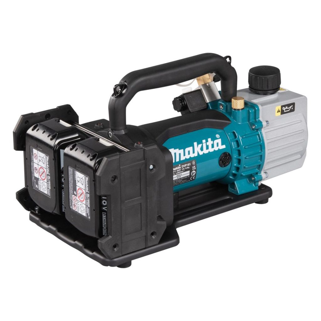MAKITA Tyhjiöpumppu LXT. Kuvassa Tyhjiöpumppu LXT oikealta takayläviistosta.