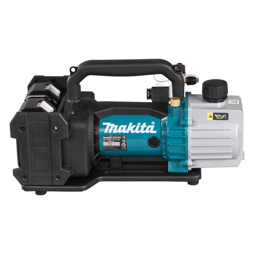 MAKITA Tyhjiöpumppu LXT. Kuvassa Tyhjiöpumppu LXT oikealta sivustapäin.