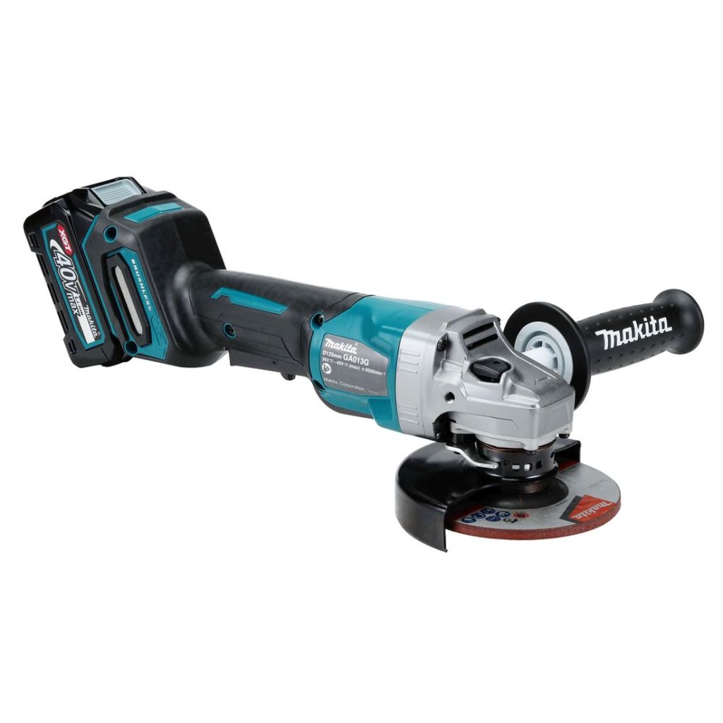 MAKITA Kulmahiomakone XGT. Kuvassa Kulmahiomakone XGT oikealta etuyläviistosta.