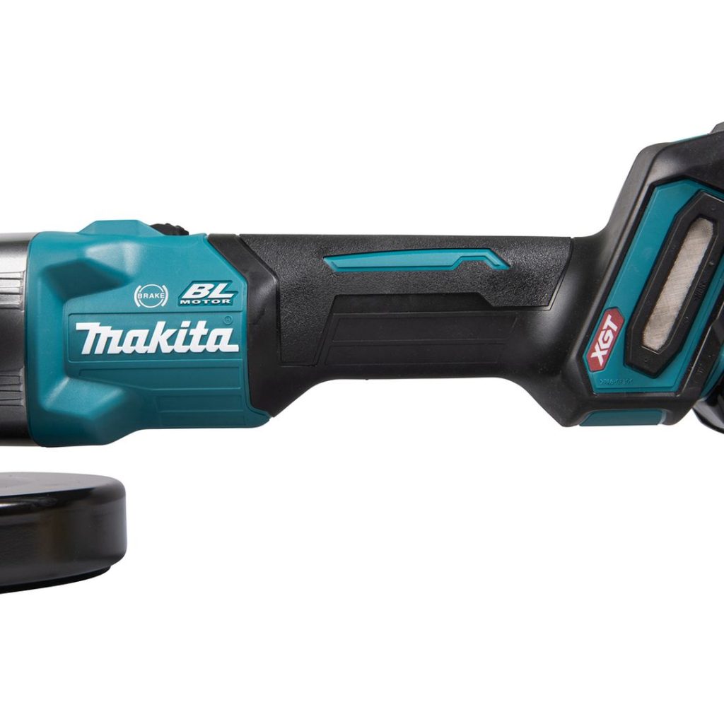 MAKITA Kulmahiomakone XGT. Lähikuvassa Kulmahiomakone XGT:n kädensija.