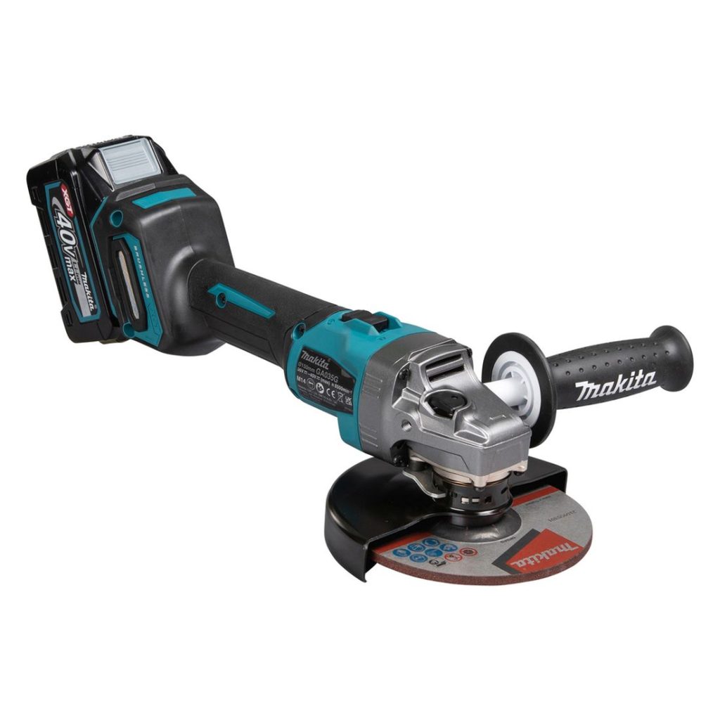 MAKITA Kulmahiomakone XGT. Kuvassa Kulmahiomakone XGT vasemmalta etuyläviistosta.