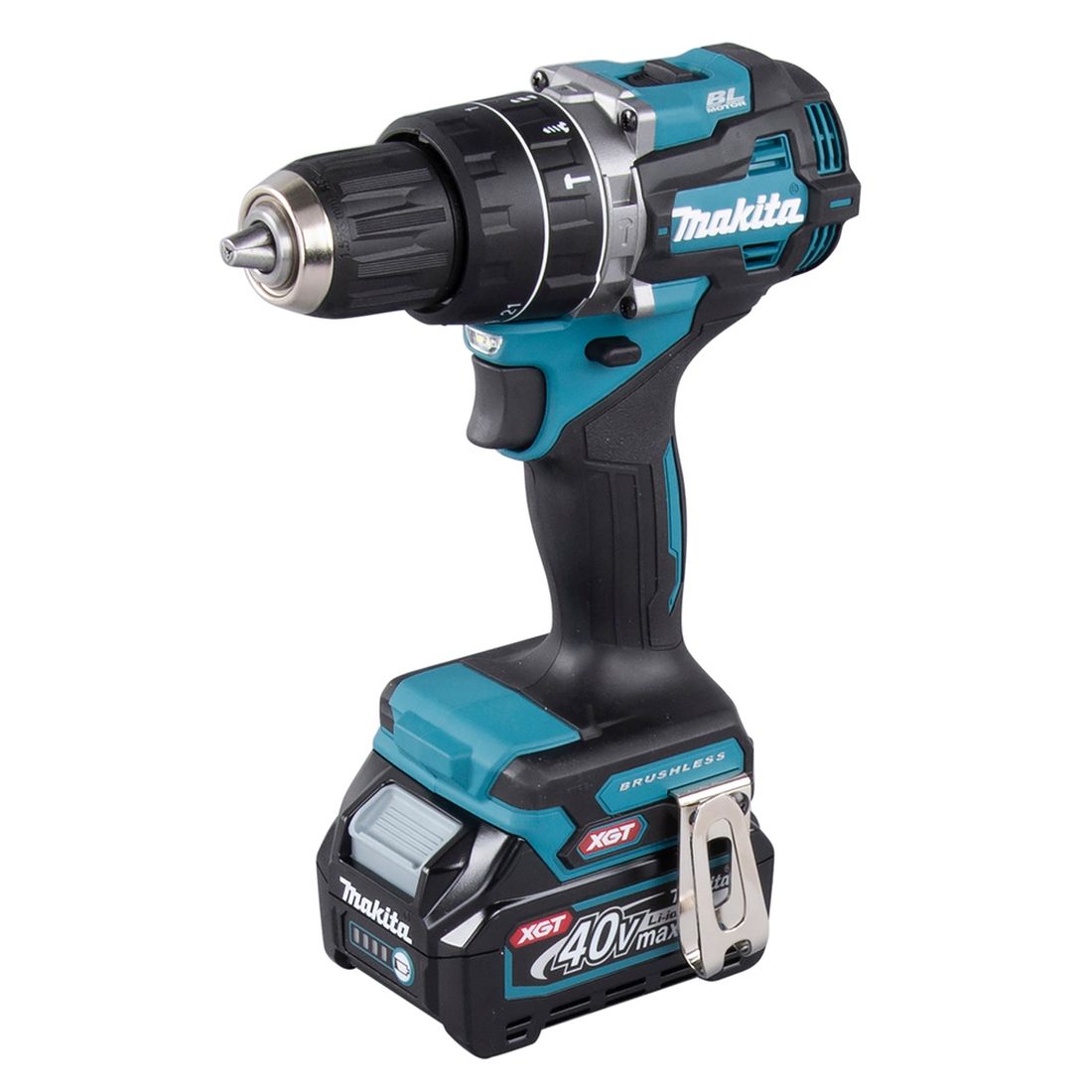 MAKITA Iskuporakone XGT. Kuvassa Iskuporakone XGT oikealta etuyläviistosta.