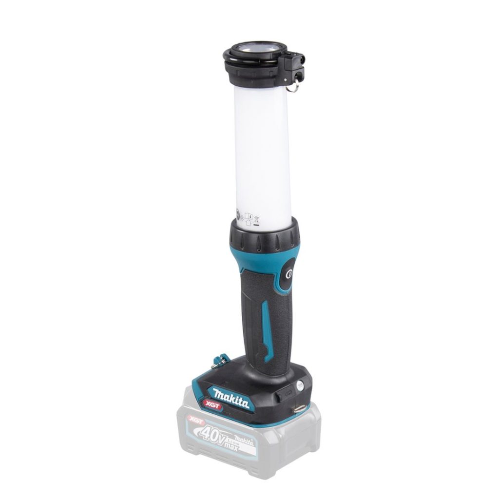 MAKITA LED-valaisin XGT. Kuvassa LED-valaisin XGT vasemmalta takayläviistosta.