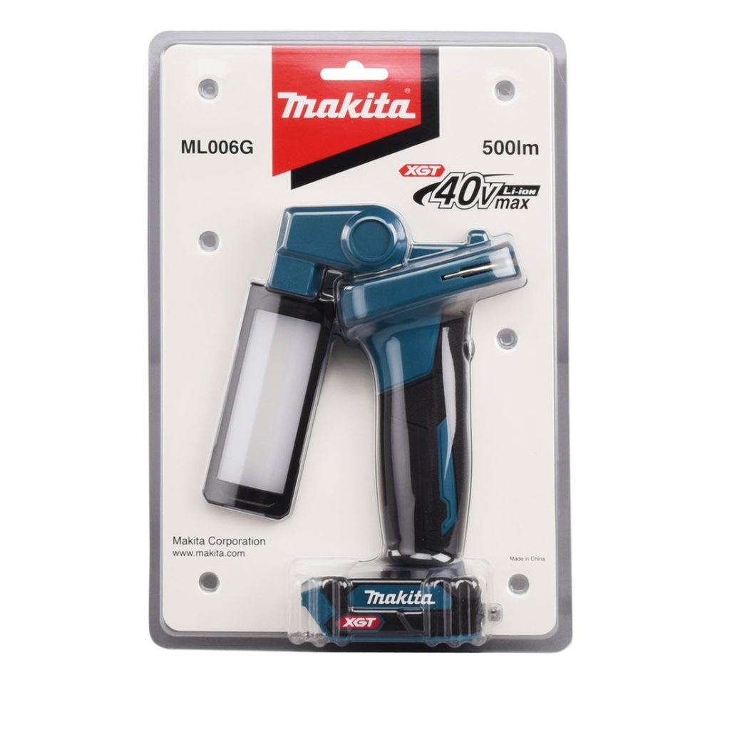 MAKITA LED-valaisin XGT. Kuvassa tuotteen myyntipakkaus edestäpäin.