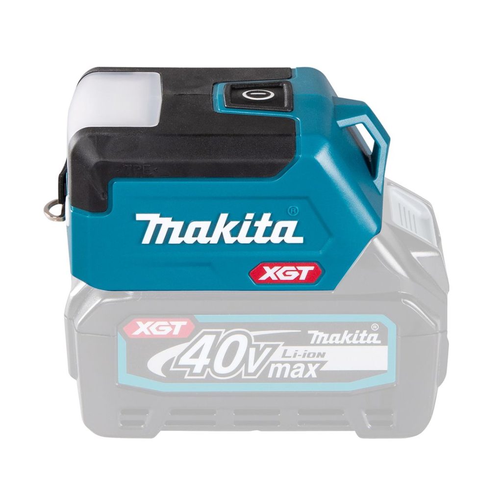 MAKITA LED-valaisin XGT. Kuvassa LED-valaisin XGT vasemmalta sivustapäin.