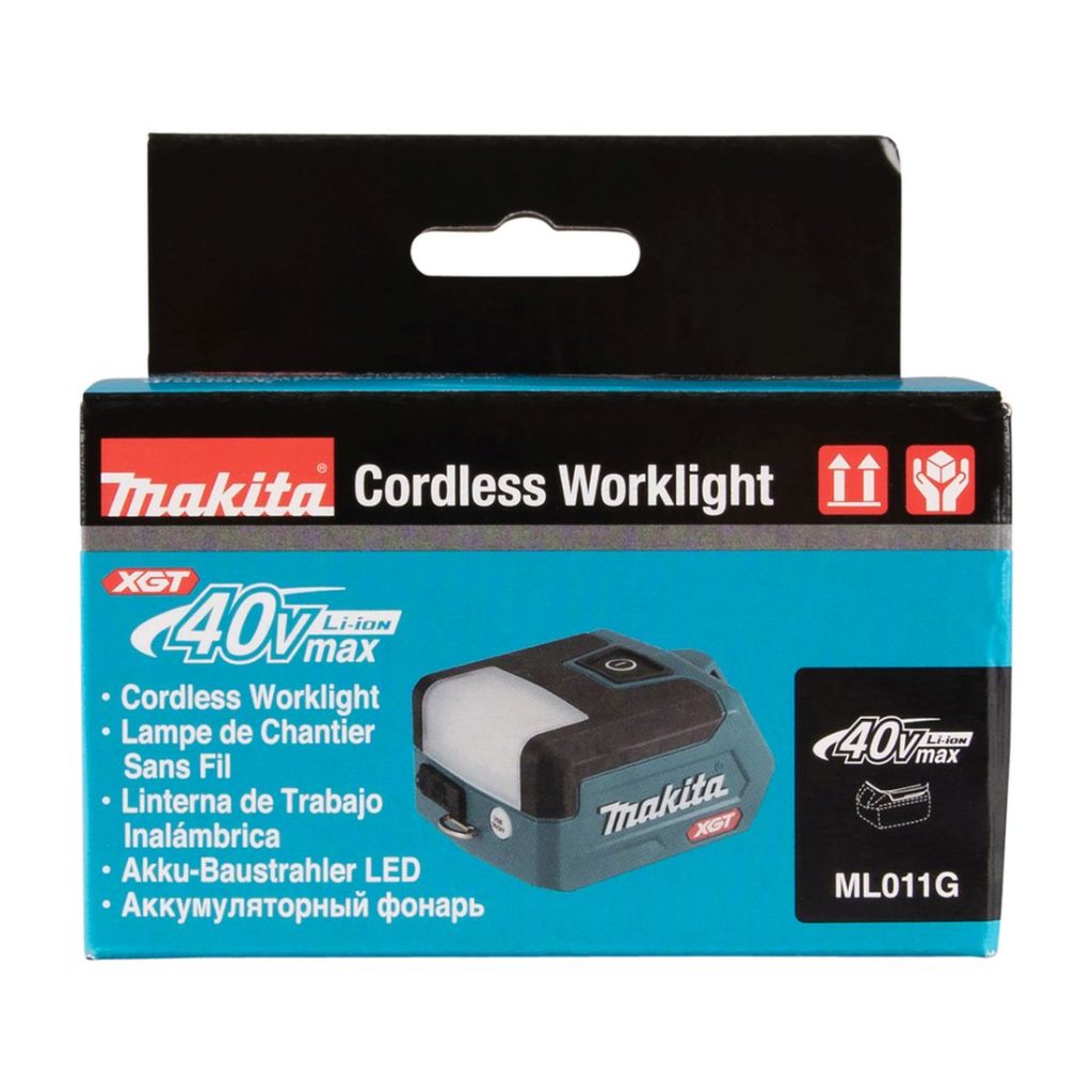 MAKITA LED-valaisin XGT. Kuvassa tuotteen myyntipakkaus edestäpäin.