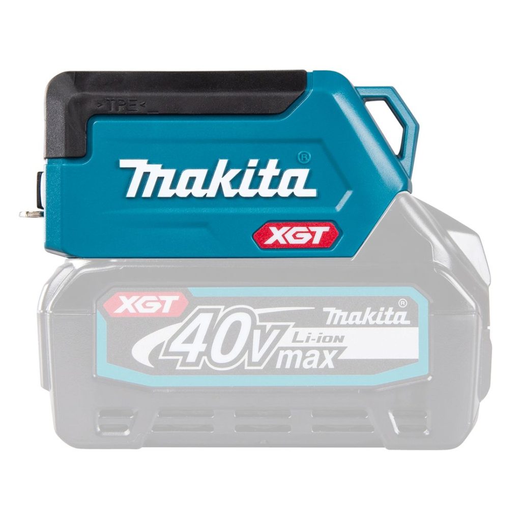 MAKITA LED-valaisin XGT. Kuvassa LED-valaisin XGT vasemmalta sivustapäin.
