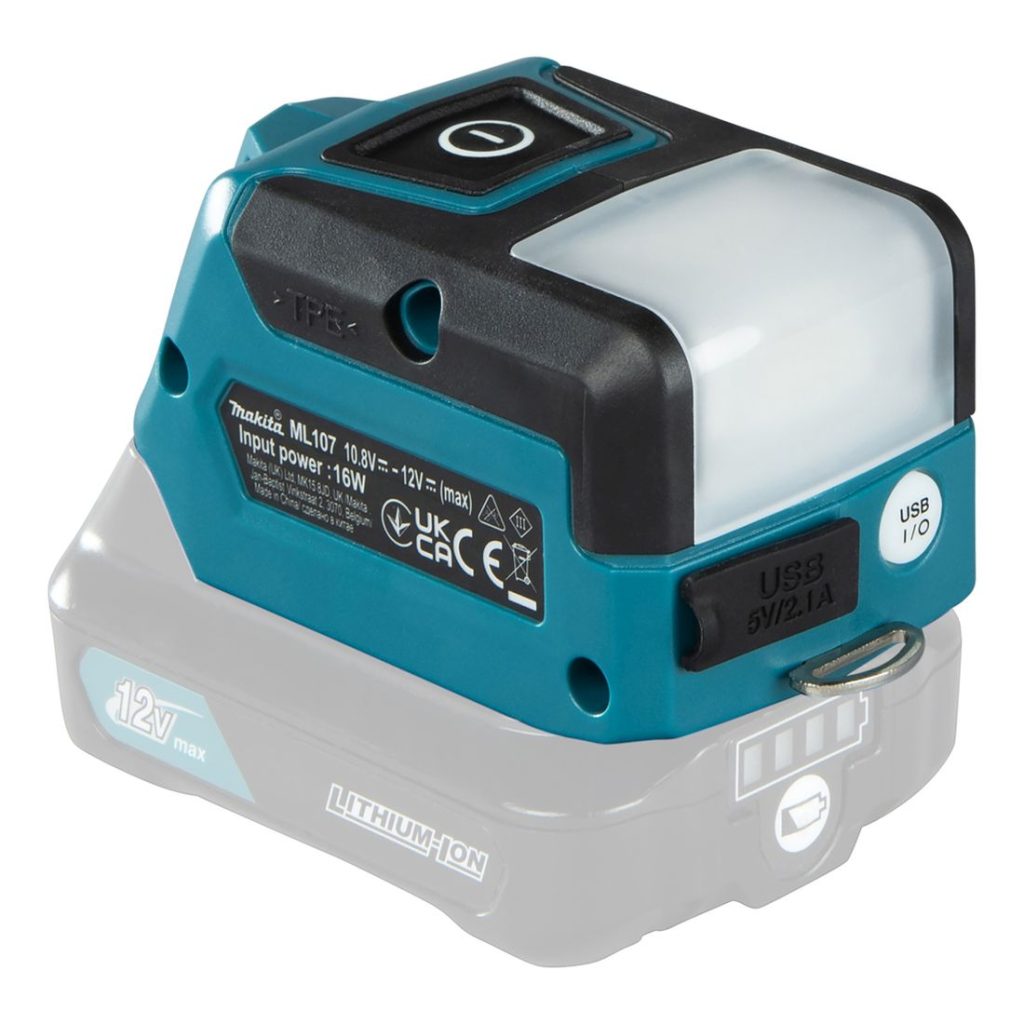 MAKITA LED-valaisin CXT. Kuvassa LED-valaisin CXT vasemmalta etuyläviistosta.
