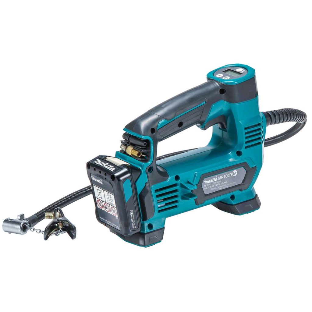 MAKITA Ilmapumppu CXT. Kuvassa Ilmapumppu CXT oikealta takayläviistosta.