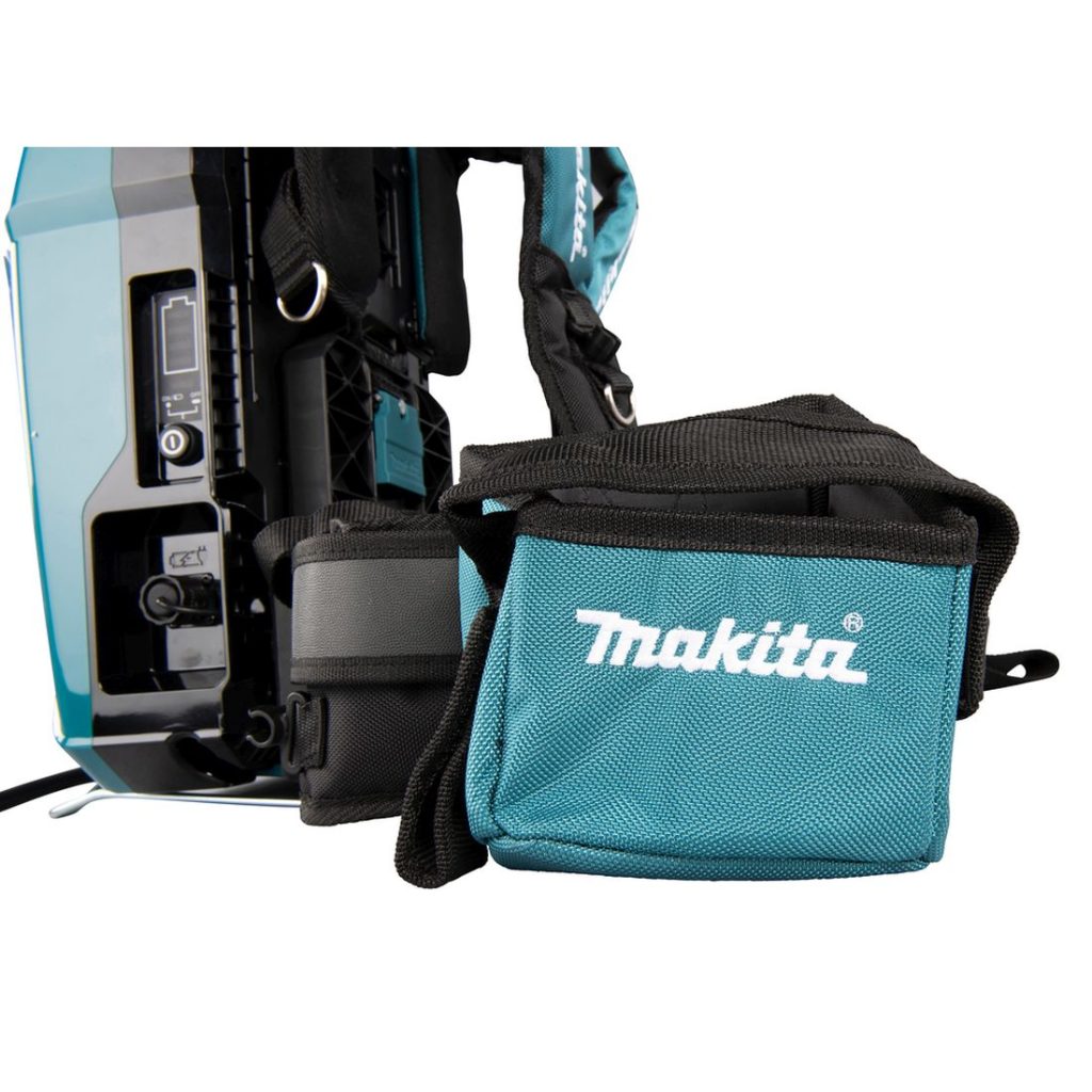 MAKITA Kannettava reppuakku LXT XGT. Lähikuvassa Kannettava reppuakku LXT XGT:n vyö.