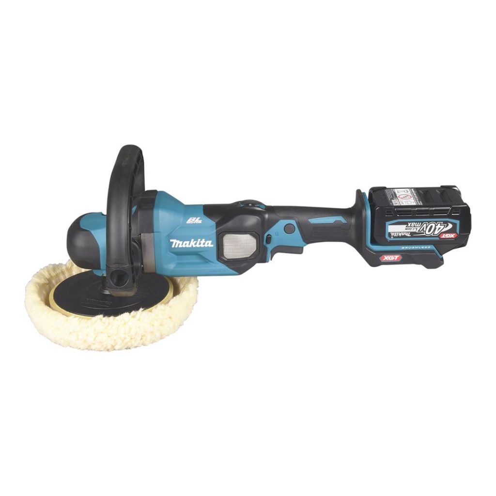 MAKITA Kiillotuskone XGT. Kuvassa Kiillotuskone XGT vasemmalta sivustapäin.