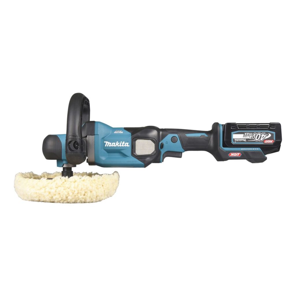 MAKITA Kiillotuskone XGT. Kuvassa Kiillotuskone XGT vasemmalta sivustapäin.