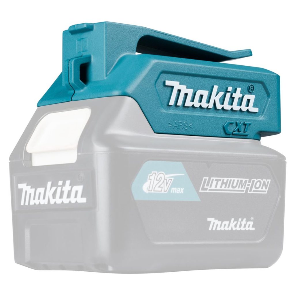 MAKITA Akkuadapteri CXT. Kuvassa Akkuadapteri CXT oikealta etuviistosta.