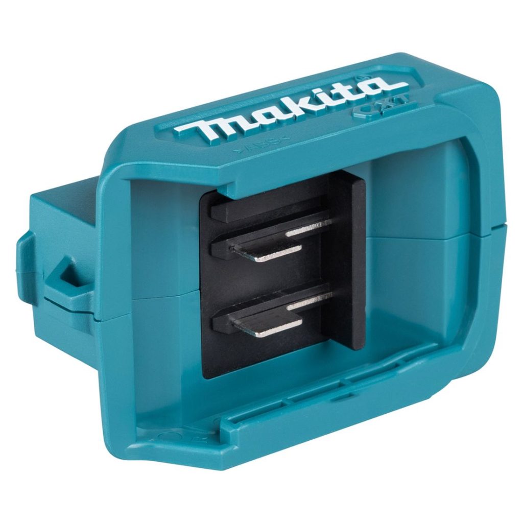 MAKITA Akkuadapteri CXT. Lähikuvassa Akkuadapteri CXT:n akun liitäntä.