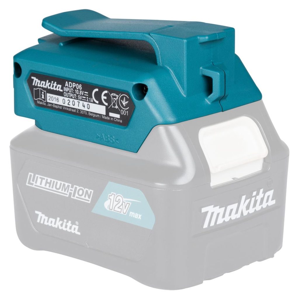 MAKITA Akkuadapteri CXT. Kuvassa Akkuadapteri CXT vasemmalta takayläviistosta.