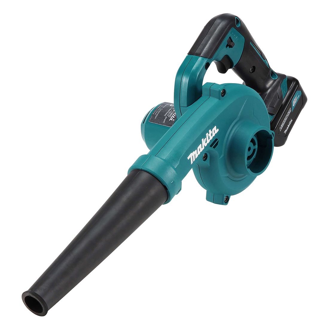 MAKITA Puhallin CXT. Kuvassa Puhallin CXT oikealta etuyläviistosta.