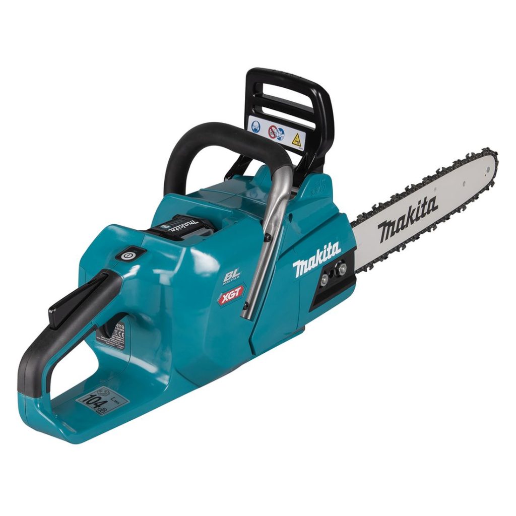 MAKITA Ketjusaha XGT. Kuvassa Ketjusaha XGT oikealta takayläviistosta.