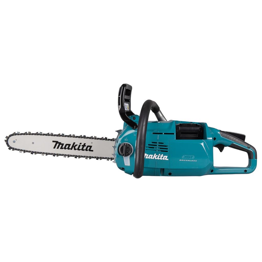 MAKITA Ketjusaha XGT. Kuvassa Ketjusaha XGT vasemmalta sivustapäin.