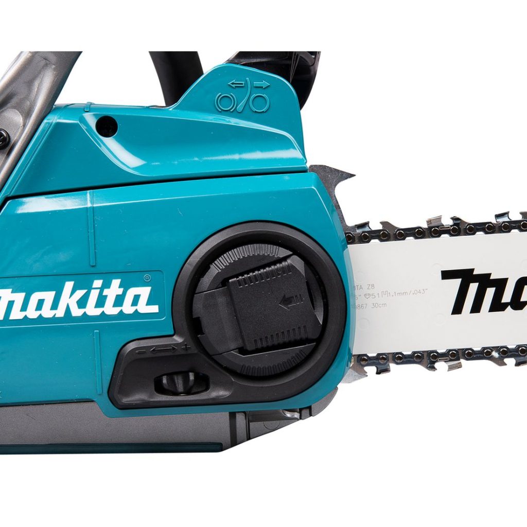 MAKITA Ketjusaha XGT. Kuvassa Ketjusaha XGT:n ketjun kiristin.